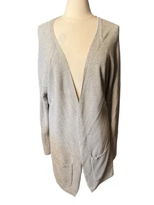 Sundance Open Front Cardigan Sweater Gray Slouchy Long Pockets XL Capsule Cozy - Picture 1 of 9