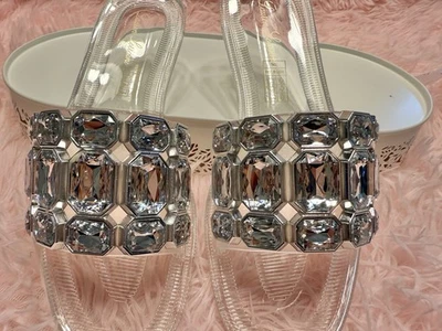 Sandalia para mujer Lauren Larraine Jade Jewel piedra transparente talla 8 Foto 1 de 4