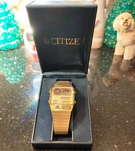 1983 Rarely Vintage Original Golden Citizen Ana-Digi 8982 Temp Alarm Chronograph - Picture 1 of 24