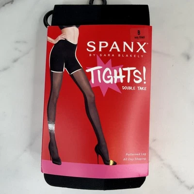Spanx Leggings Womens B Very Black Double Take Shaping Patterned Leg Control Top - Image 1 of 4
