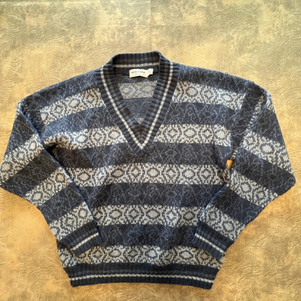 Suéter De Colección Para Hombre M Azul NUEVA ERA Cuello Tenis Cuello en V Hecho en EE. UU. Foto 1 de 4