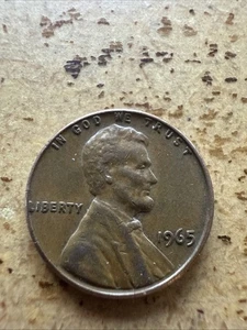 1965 Lincoln Penny kein Münzzeichen L am Rand Fehler Cent genaue abgebildete Münze Vintage USA - Bild 1 von 2