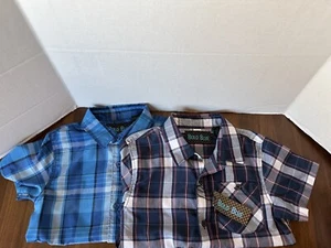 2 Bold Blue Shirt Boy's Size 5 Navy Blue And Royal Blue Short Sleeve Shirts - Picture 1 of 11