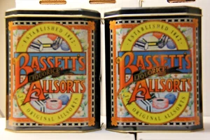 1990s Bassett's Liquorice Allsorts Candy Tins x2 - Vintage UK Sweet Collectibles - Foto 1 di 12