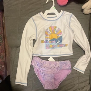 M 8 Art Class White/ Purple Long Sleeve Swim Set Rashguard Suit bathing Target - Picture 1 of 6