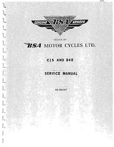 BSA Workshop Manual 1958, 1959, 1960, 1961, 1962, 1963, 1964, 1965 & 1966 C15 - Picture 1 of 11