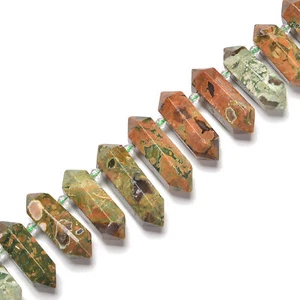 Rhyolite Graduated Top Drill Faceted Points Beads Size 25-45mm 15.5'' Strand - Picture 1 of 2