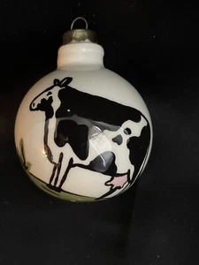 Ceramic Holstein Cow Christmas Ornament - Picture 1 of 9