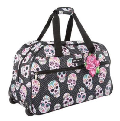 Bolsa de viaje Betsey Johnson Sugar Skull Weekender 22" equipaje de mano $160 Foto 1 de 4