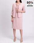 RRP€599 ROMEO GIGLI Crepe Dress & Jacket Set Plus Size 47 XL Pink Beads