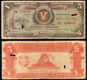 #0634: YUCATAN ORO NACIONAL 5 PESOS - TESORERIA GENERAL DEL ESTADO - Picture 1 of 1