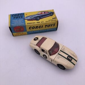 Vintage Corgi 324 - Marcos 1800 G.T White - Original Box Die Cast Car Circa 1966