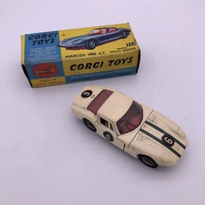 Vintage Corgi 324 - Marcos 1800 G.T White - Original Box Die Cast Car Circa 1966 - Picture 1 of 12