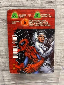 Marvel 1995 OVERPOWER TCG Card DOUBLE SHOT TACTIC Spider-man + Silver Sable - Picture 1 of 2