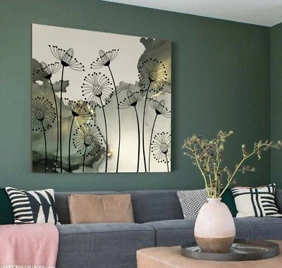XXL LEINWAND BILD 120x100x5 ABSTRAKTES NATUR GEMÄLDE PFLANZEN BLUMEN GRÜN MODERN - Bild 1 von 4