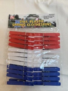 24pc Patriotic Plastic Clothespin Set, Red, White & Blue - Picture 1 of 2