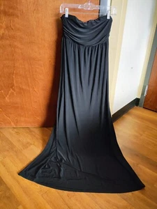 CP CULTURE PHIT black strapless stretch side slit maxi dress - Picture 1 of 9