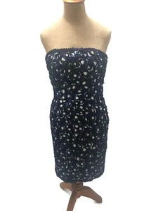 Vintage 80/90er Victor Costa I. Magnin Damen Cocktailkleid Pailletten Trägerlos 36 - Bild 1 von 12