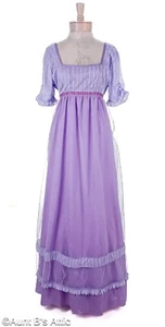 Regency Era Dress &Handmade Bonnet Early 1800's Dickens Era Lavender Dress XL - Picture 1 of 10