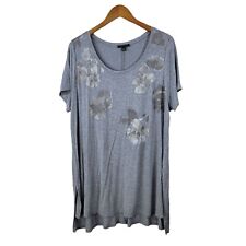 Lane Bryant Top Plus Size 14/16 Everyday Tee T-shirt Floral casual Top Grey 