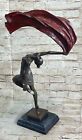 Aldo Vitaleh Art Deco Flag Dancer Bronze Sculpture Fine Art Figurine Gift NR