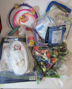 Huge Lot Embroidery + Cross Stitch Kits New Incomplete Hoops DMC Floss + More - Picture 1 of 23