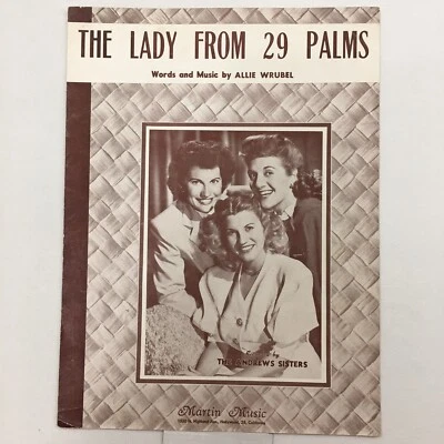 "THE LADY FROM 29 PALMS'" ©1947 Partituras Vintage Piano Wrubel Andrews Sisters - Imagem 1 de 4