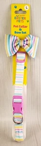 Juego de collar y pajarita para perro - Colores pastel de Pascua - Collar tamaño grande 15"-20" - Imagen 1 de 5