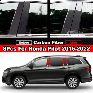 8Pcs Carbon Fiber Door BC Pillar Post Cover Trim For Honda Pilot 2016-2022 - Foto 1 di 8