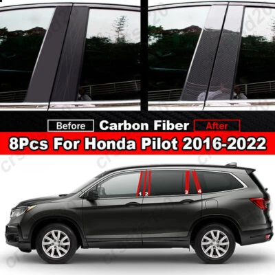 Cubierta de poste de pilar BC de fibra de carbono 8 piezas para Honda Pilot 2016-2022 Foto 1 de 4