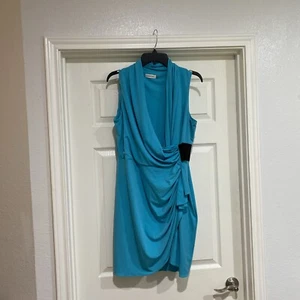 Türkis Calvin Klein Kleid Größe 14 Neu ohne Etikett Kostenloser Versand Schönheit - Bild 1 von 5