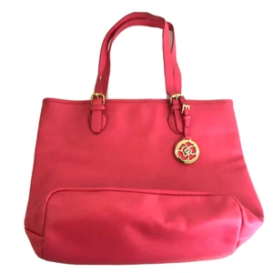 Bright Pink Faux Leather Shoulder Bag Satchel by "My accessories" 13x13x7" - Picture 1 of 9