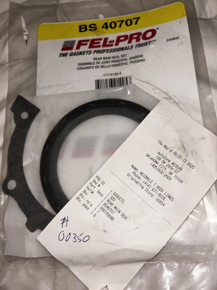 Juego de juntas de cigüeñal trasero BS 40707 Felpro para camioneta Chevy SaVana Express GMC 1500 Foto 1 de 2