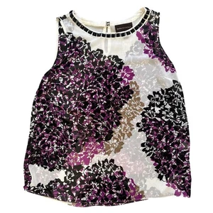 DANA BUCHMAN BLUSA TRANSPARENTE SIN MANGAS CAMISETA SIN MANGAS CUELLO ADORNADO PÚRPURA NEGRO M - Imagen 1 de 4