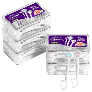 ® 15Pcs Mini Disposable Tongue Brushes with Cleaning Paste Beads and Floss Pi... - Picture 1 of 9