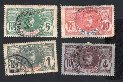 Sellos de Costa de Marfil 1906 Mi#21+23-25 usados CV=20$ Foto 1 de 2
