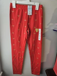 Cat & Jack Mädchen Leggings rot XL (14) 95% Baumwolle 5% Elasthan Schleife Print robust - Bild 1 von 3