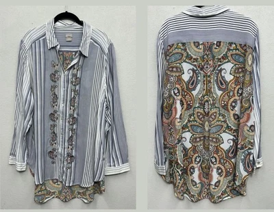 Camisa para mujer Chico talla 4 (20/22) a rayas bordada cachemira con botones Foto 1 de 4