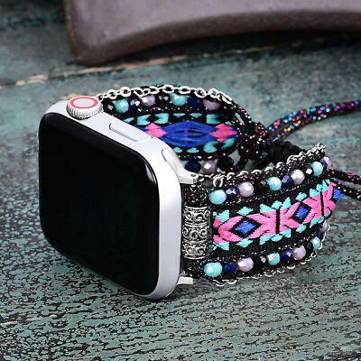 Handmade Boho Beaded iWatch Strap for Apple Watch Series 10 9 8 7 6 5 4 38-49mm - Image 1 of 4