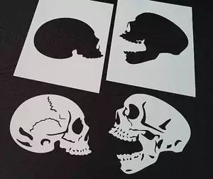 #3 Set of 2pcs Skulls Airbrushing Mylar Reusable Stencils Vehicle Bike Painting - Picture 1 of 3