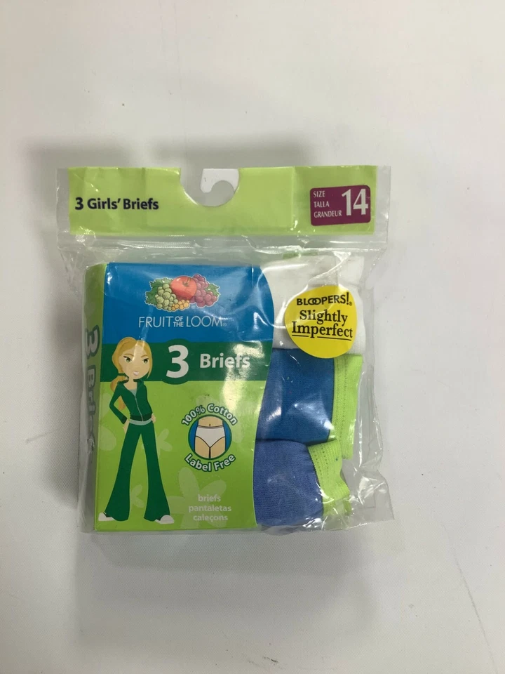 Girls Fruit Of The Loom Blue White Briefs Size 14 / 3 pack NEW! - Image 1 of 3