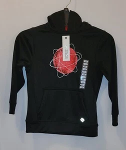 NWT ZELOS BOYS BLACK, SIZE XXS, HOODIE WITH WORLDWIDE DESIGN - Picture 1 of 4