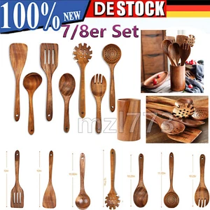 Kochutensilien Holz Kochlöffel Kochgeschirr,7/8 Stück Kochutensilien-Set aus DHL - Bild 1 von 15