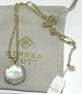 Kendra Scott Davis Long Gold Pendant Necklace in Ivory Mother of Pearl