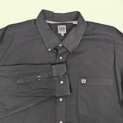 CINCH 男式衬衫 XXL 实心黑色纽扣西部 MT10320083 — 第 1/4 张图片