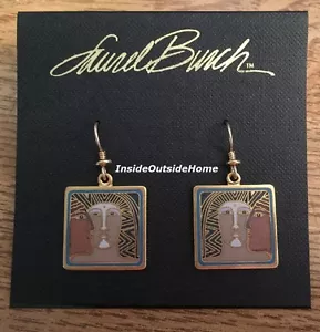 Orecchini Laurel Burch antichi antenati ruggine marrone cloisonne tono oro NUOVI ritirati - Foto 1 di 5