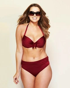 POUR MOI AZURE HALTERNECK BIKINI TOP, BRIEFS by BRAVISSIMO in RUBY RED & RED