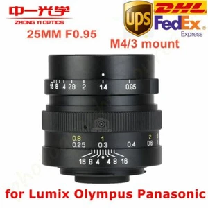 DHL Zhongyi Mitakon Speedmaster 25mm F0.95 MF Lens for Olympus Panasonic M4/3 BK - Picture 1 of 3