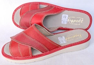 Pantolette - Hausschuhe Gr.40 Echt LEDER Rot - super bequem und leicht - Bild 1 von 16