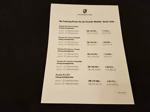 Original 1999 Porsche 911 Carrera 911 GT3 Price List Brochure Brochure - Picture 1 of 2
